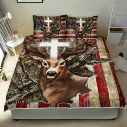 Hunting Quilt Bedding Set Deer & Christian Cross DBD3105QS