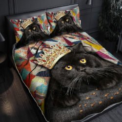 Black Cat Quilt Bedding Set Crown NTB431QS