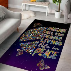 Hippie Peace Sign Rug Imagine All The People Living Life In Peace TTV470R