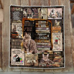 Reading Quilt Blanket Time Spent With Cats And Books Is Never Wasted BNL299QS
