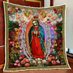 Mother Mary Quilt Blanket Skull Flower NTB221Q