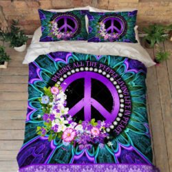 Hippie Bedding Set Peace Sign Hippie Quilt Bedding Set TRH1883QS