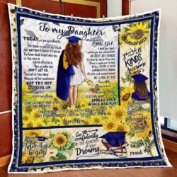 To My Daughter, Graduation Senior Class Of 2022 Sunflower Quilt Blanket THH3048Qv3