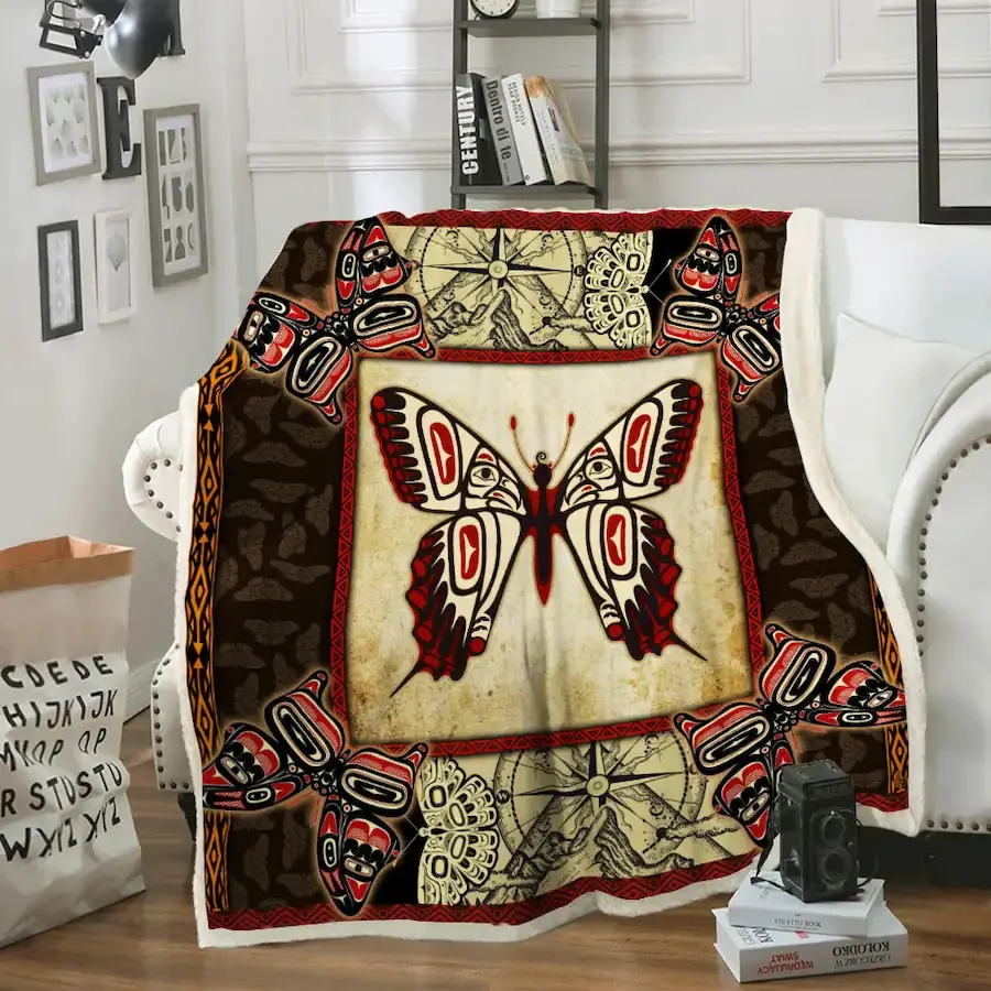 butterfly native american sofa throw blanket