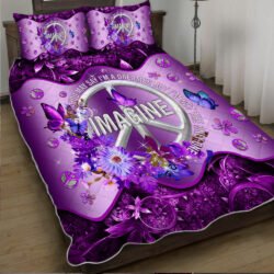 Hippie Peace Sign. Imagine I'm Not The Only One Quilt Bedding Set THN3790QS