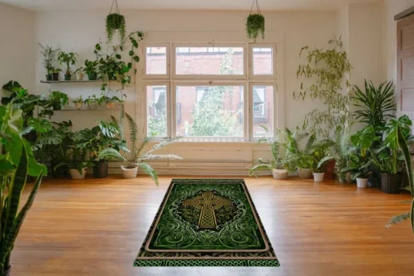irish rug in a room