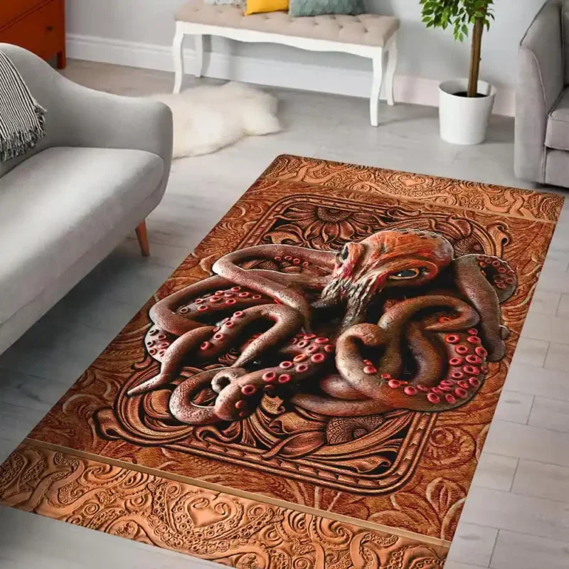 the legend of an Octopus Area Rug 