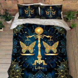 Libra Horoscope Quilt Bedding Set Birthday For Libra Butterfly BNL574QS