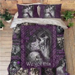Personalized To My Love. You And Me We Got This Skull Couple Quilt Bedding Set THB2290QSv1CT