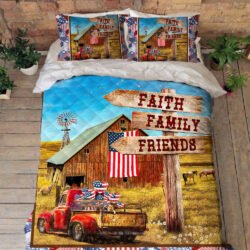 Farm House Farm Tractor Quilt Bedding Set Faith Family Friends LNT33QS