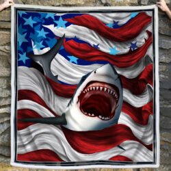 Amazing Shark And American Flag Ocean Sofa Throw Blanket BNT452B