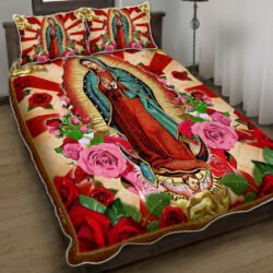 Our Lady Of Guadalupe. Mother Mary Roses. Virgin Mary Quilt Bedding Set LHA2143QS