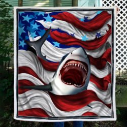 Amazing Shark And American Flag Ocean Sofa Throw Blanket BNT452B