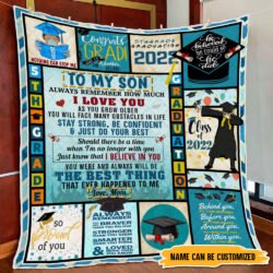 Personalized For Son. Grandson 5th Grade Graduation Class Of 2022 Quilt Blanket THN1984Qv8ct