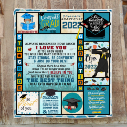 Personalized For Son. Grandson 5th Grade Graduation Class Of 2022 Quilt Blanket THN1984Qv8ct