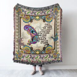 I Am The Storm, Butterfly Floral Mandala Woven Blanket Tapestry TPT221WB