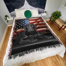 Black Labrador Retriever Dog Woven Blanket Tapestry QNN437WB