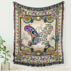 I Am The Storm, Butterfly Floral Mandala Woven Blanket Tapestry TPT221WB