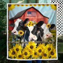 Cattle Cow Sofa Throw Blanket Dairy Cow, Sunflower Field BNN213B