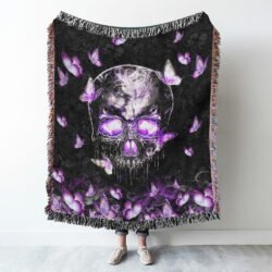Skull Butterfly Woven Blanket Tapestry QNN351WB