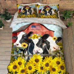 Cattle Cow Quilt Bedding Set Dairy Cow, Sunflower Field BNN213QS