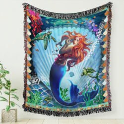 Mermaid Woven Blanket Tapestry Into The Ocean BNL50WBv1