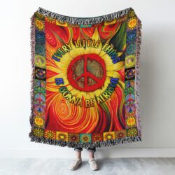 Hippie Every Little Thing Is Gonna Be Alright Sunflower Woven Tapestry Blanket LNT332WB
