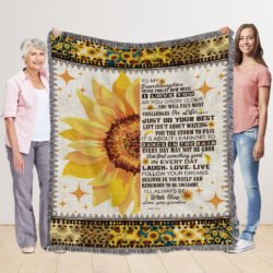 To My Granddaughter, Sunflower Woven Blanket Tapestry TPT285WB
