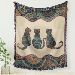 Cat Mandala Woven Blanket Tapestry BNN332WB