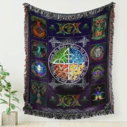 Wiccan Witch Pagan Tree Of Life Woven Blanket Tapestry THH2582WB
