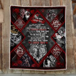 To My Love. Till Death Do Us Part. Skull Couple Quilt Blanket THB1285Qn