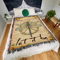 Hippie Woven Blanket Tapestry Whisper Words Of Wisdom Let It Be. Dragonfly BNN387WB