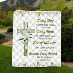 Christian Quilt Blanket Every Day God Thinks of You BNN502Qv1