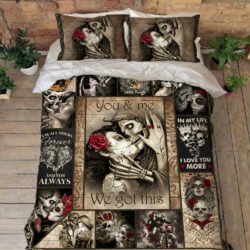 To My Love. You And Me We Got This. Skull Couple Quilt Bedding Set THB2290QSn