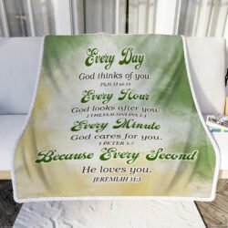 Christian Sofa Throw Blanket Every Day God Thinks Of You BNN502Bv2