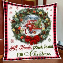 All Hearts Come Home For Christmas Red Truck Quilt Blanket BNN721Q