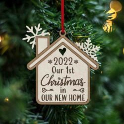 Our 1st Christmas 2022 In Our New Home Wooden Ornament MLN585Ov1