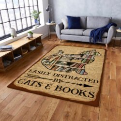 Easily Distracted By Cats And Books Rug TPT675R