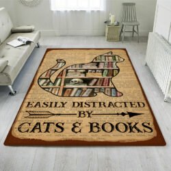 Easily Distracted By Cats And Books Rug TPT675R