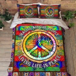 Imagine All The People Living Life In Peace Hippie Quilt Bedding Set TPT597QS