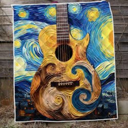 Acoustic Guitar In Starry Night, Guitar Quilt Blanket TPT967Q