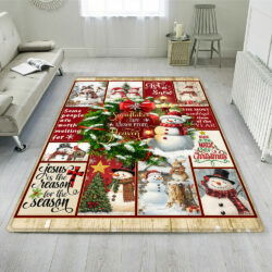 Snowman Christmas Snowflakes Are Kisses From Heaven Rug MLN4375R