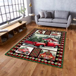 Red Truck All Roads Lead Home Christmas Rug VTM674R