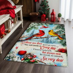 Cardinals Those We Love Don't Go Away Christmas Cardinals Rug TPT2307R