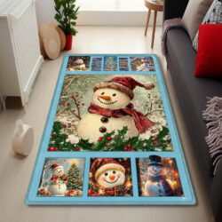 Vintage Snowman Christmas Winter Holidays Rug VTM675R