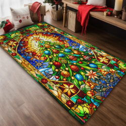 Stained Glass Christmas Tree Rug MLN4228R