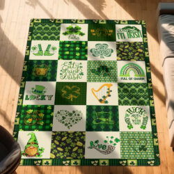 Irish Clover Shamrock Happy St Patrick's Day Irish Rug TPT2359R