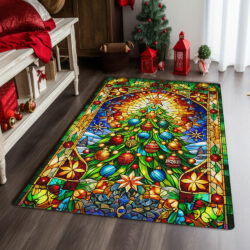 Stained Glass Christmas Tree Rug MLN4228R