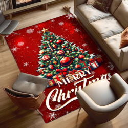 Merry Christmas Tree Winter Holiday Christmas Rug TQN4227R