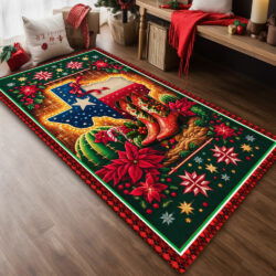 Texas Christmas Cowgirl Boots Western Holidays Rug TQN4234R